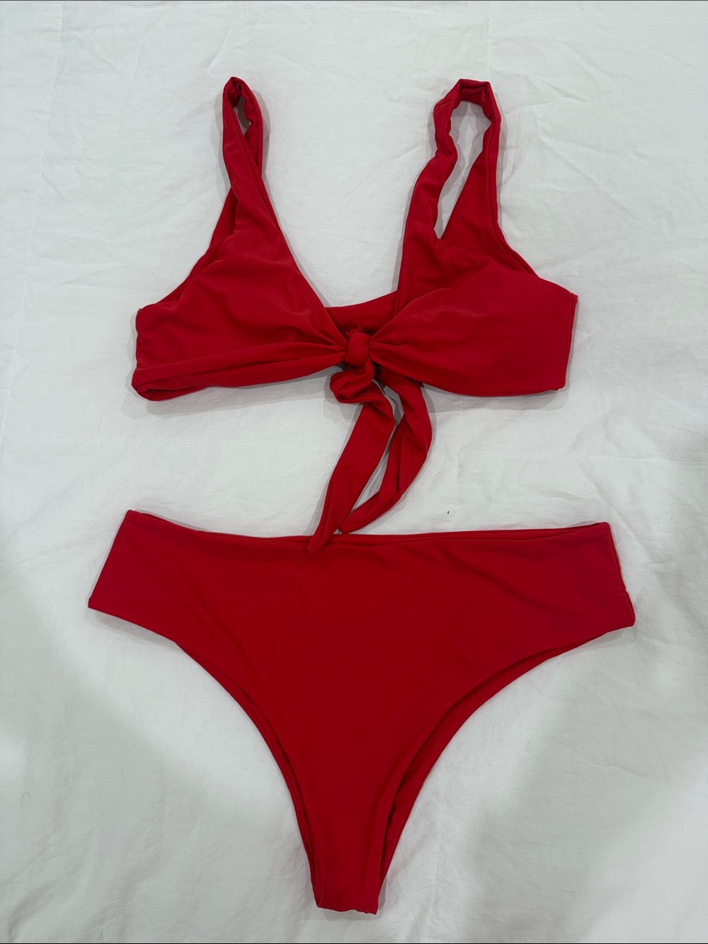 Zaful Red Tie-Front Bikini Set